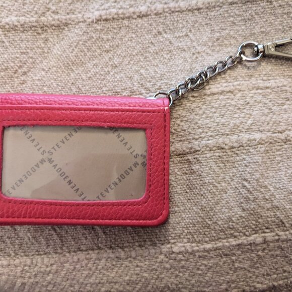 Steve Madden Hot Pink ID Credit Card Holder Keychain Wallet - Picture 9 of 11